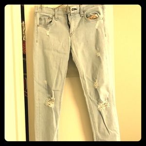 Rag&Bone Ankle Zippered Destroyed Skinny Jeans